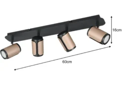 Deckenstrahler GILLAN 4-flammig Metall Schwarz / Coffee, Breite 60cm