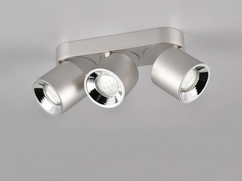 Deckenstrahler GUAYANA Silber 3 Spots schwenkbar, Breite 27cm