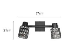 Deckenstrahler JACK 2-flammig mit Rauchglas Lampenschirmen, Breite 37cm