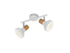 Deckenstrahler LATIKA aus Metall in Weiß & Holzoptik, Breite 30cm
