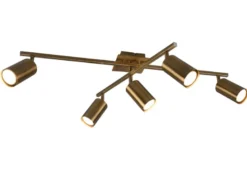 Deckenstrahler MARLEY Altmessing 5-flammig, Arme verstellbar, Breite 77,5cm