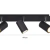 Deckenstrahler MARLEY Metall Schwarz mit 3 GU10 Spots schwenkbar, Breite 48cm