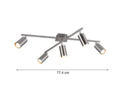 Deckenstrahler MARLEY Silber 5-flammig, verstellbare Spots, Breite 77,5cm