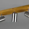 Deckenstrahler MARLEY Silber mit Holz 3-flammig, Breite 44cm