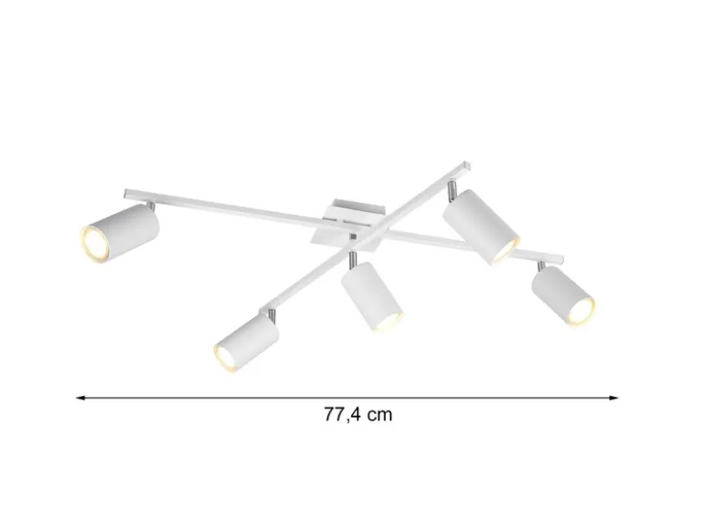 Deckenstrahler MARLEY Weiß 5-flammig, verstellbare Spots, Breite 77,5cm