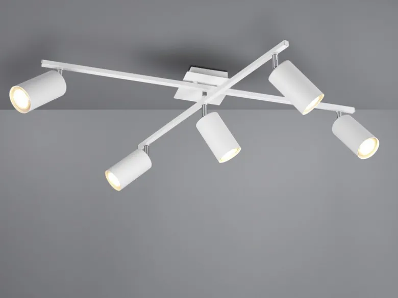 Deckenstrahler MARLEY Weiß 5-flammig, verstellbare Spots, Breite 77,5cm
