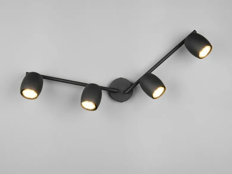 Deckenstrahler NANCY 4-flammig aus Metall Schwarz, Breite 70,5cm