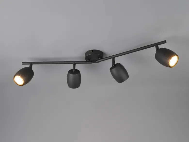 Deckenstrahler NANCY 4-flammig aus Metall Schwarz, Breite 70,5cm