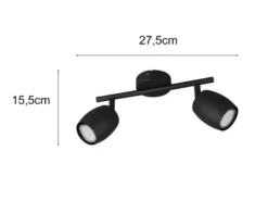 Deckenstrahler NANCY 2-flammig aus Metall Schwarz, Breite 27,5cm