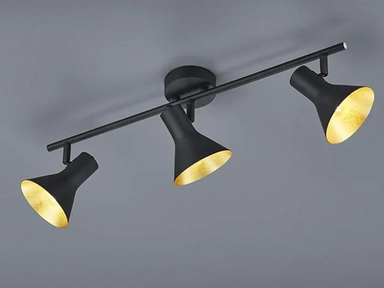 Deckenstrahler NINA Metall Schwarz Gold 3-flammig, Breite 58cm