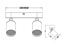 Deckenstrahler PAGO 2-flammig Metallschirm Schwarz, Breite 24cm