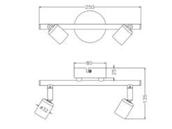 Deckenstrahler PARIS 2-flammig Metall Silber titanfarbig, Breite 25,5cm