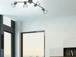 Deckenstrahler RAN Grau 4-flammig, Gitterlampe schwenkbar, Breite 60cm