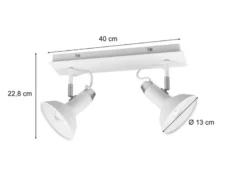 Deckenstrahler ROXIE Retro 2-flammig Metall Weiß, Breite 40cm
