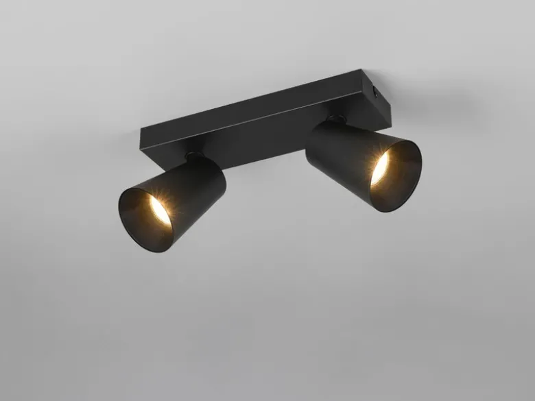 Deckenstrahler SHARP Schwarz Gold 2-flammig, Breite 28cm