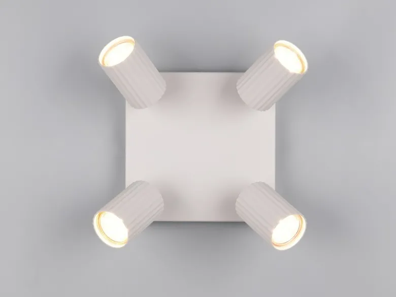 Deckenstrahler SOKA 4-flammig aus Metall Hellgrau, Quadrat 20cm