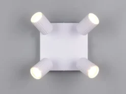 Deckenstrahler SOKA 4-flammig aus Metall Weiß, Quadrat 20cm