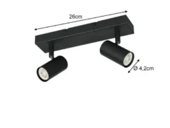 Deckenstrahler TARYN Schwarz 2-flammig, Breite 26cm