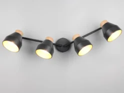 Deckenstrahler VALENTIN 4-flammig aus Metall Schwarz innen Gold, Breite 71cm