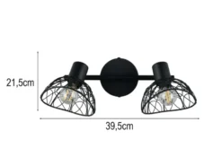 Deckenstrahler YAKO 2-flammig mit Drahtgeflecht Lampenschirmen, B: 39,5cm