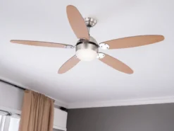 Deckenventilator AZURA mit Licht und Zugschalter leise, 2 Flügelfarben, Ø132cm