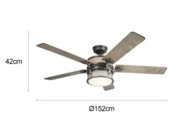 Deckenventilator mit Licht und Fernbedienung, Outdoor geeignet IP44, Ø 152cm