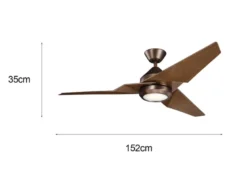 Deckenventilator mit Licht und Fernbedienung, Bronze-Holzoptik, Ø 152cm