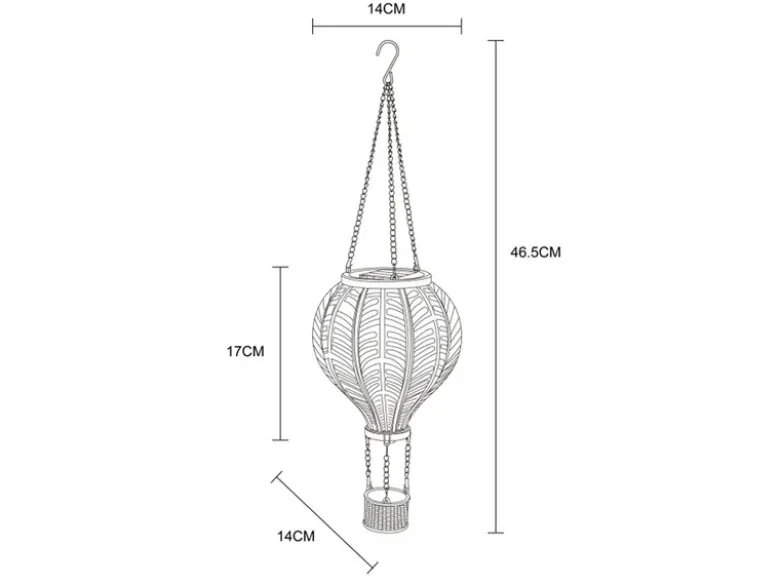 Deko Solarleuchte mit buntem Heißluftballon aus Kunststoff, Höhe 46,5cm