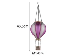 Deko Solarleuchte mit Heißluftballon in Pink & Rosa aus Kunststoff, Höhe 46,5cm