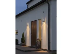 Design Außenwandleuchte MODENA Downlight, Höhe 13cm, Silber