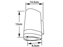 Design Außenwandleuchte MODENA Downlight, Höhe 13cm, Schwarz