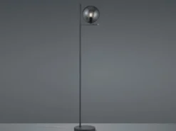 Design LED Stehleuchte Anthrazit mit Lampenschirm Glaskugel Rauchfarbig, 150cm
