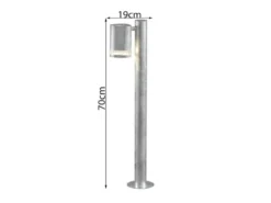 Design LED Wegeleuchte aus Stahl, Downlight Höhe 70cm, Silber