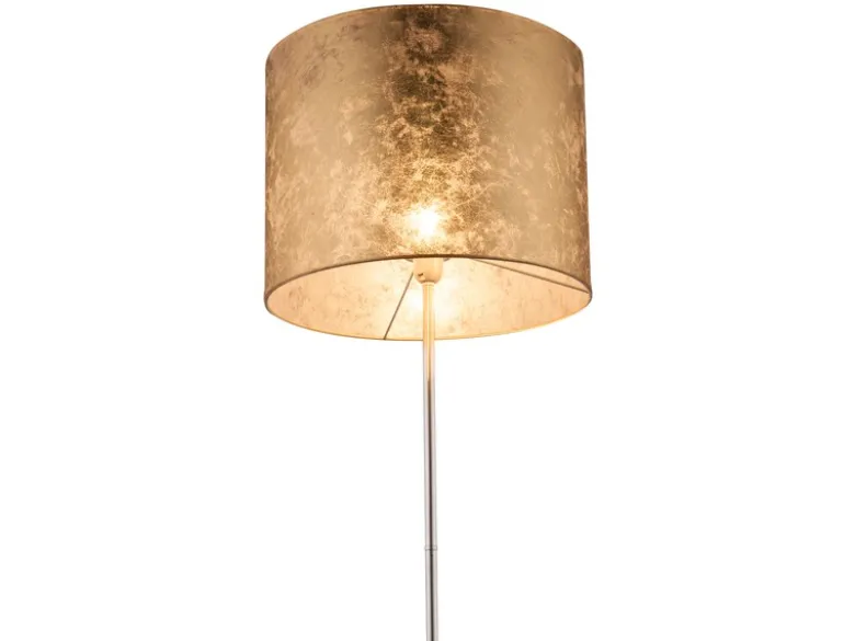 Design Stehlampe AMY mit Stoffschirm goldfarbig, Höhe 160cm