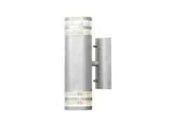 Design Up-Down Außenwandleuchte MODENA, Höhe 28,5cm, Silber