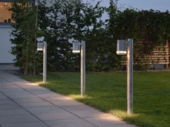 Design Wegeleuchte MODENA aus Stahl, Downlight Höhe 70cm, Silber