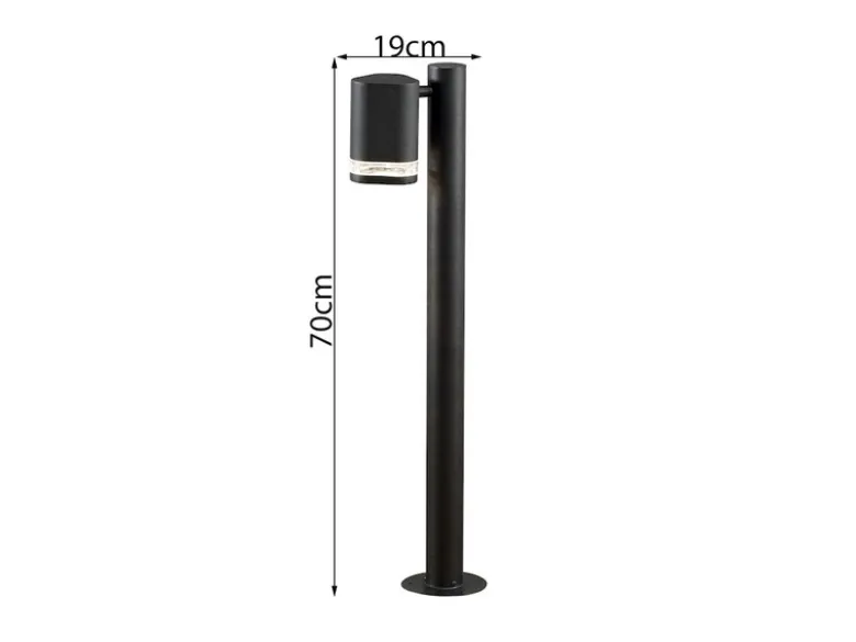 Design Wegeleuchte MODENA aus Aluminium, Downlight Höhe 70cm, Schwarz