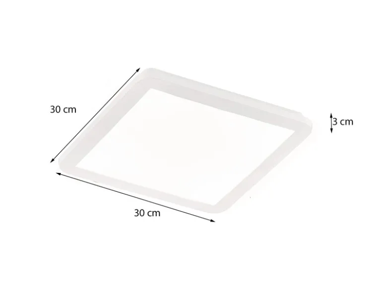 Dimmbare LED Deckenleuchte CAMILLUS flache Badezimmerlampe 30x30cm Weiß IP44