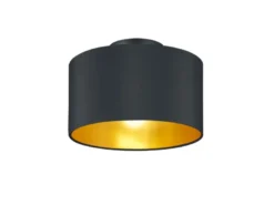 Dimmbare LED Deckenleuchte mit Stoff Lampenschirm in Schwarz Gold Ø 30cm