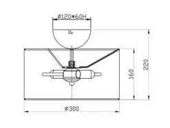 Dimmbare LED Deckenleuchte mit Stoff Lampenschirm in Schwarz Gold Ø 30cm