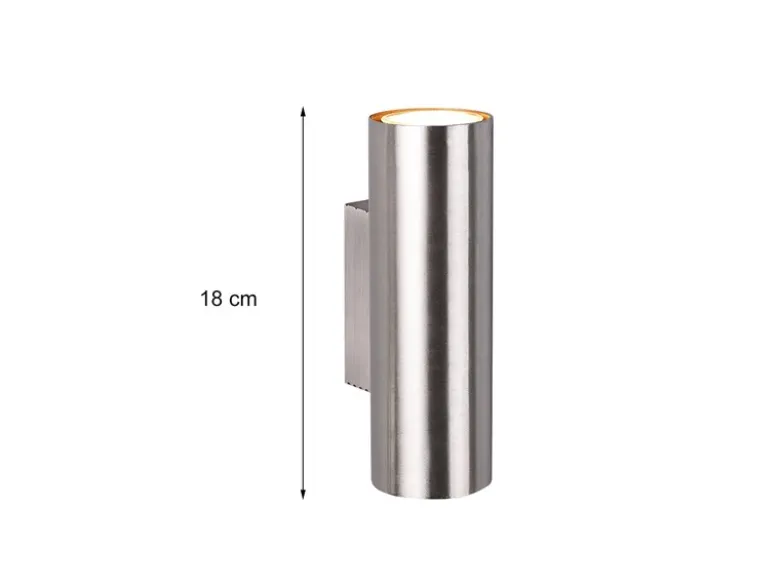 Dimmbare LED Up & Down Innenwandleuchte aus Silber mattem Metall, Höhe 18cm
