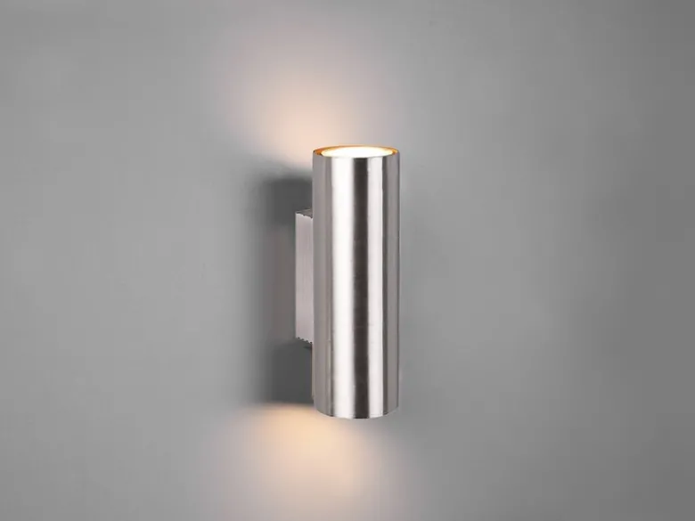 Dimmbare LED Up & Down Innenwandleuchte aus Silber mattem Metall, Höhe 18cm