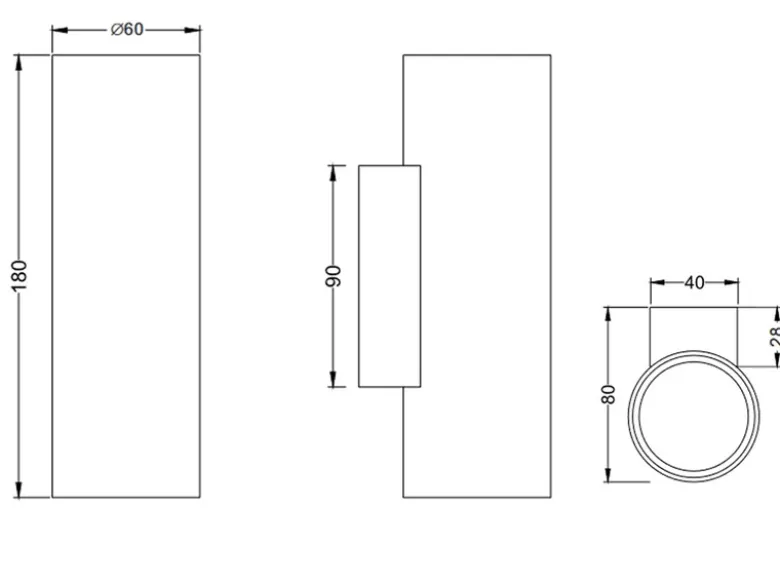 Dimmbare LED Up & Down Innenwandleuchte aus schwarz mattem Metall, Höhe 18cm