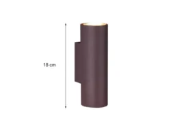 Dimmbare LED Up & Down Innenwandleuchte aus rostfarbigem Metall, Höhe 18cm