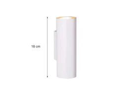 Dimmbare Up & Down Innenwandleuchte aus weißem Metall mit 2 LEDs, Höhe 18cm