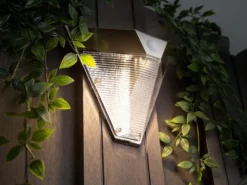 Dreieckige LED Solar Außenleuchte, Bewegungsmelder, Edelstahl, Downlight, IP43