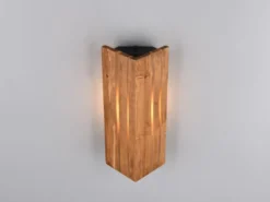 Dreieckige LED Wandleuchte mit Naturholz, Höhe 30cm
