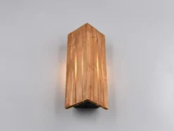 Dreieckige LED Wandleuchte mit Naturholz, Höhe 30cm