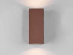 Eckige Außenwandleuchte ROYA Up and Down aus Aluminium Rostoptik, Höhe 15cm