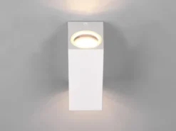 Eckige Außenwandleuchte ROYA Up and Down aus Aluminium Weiß, Höhe 15cm